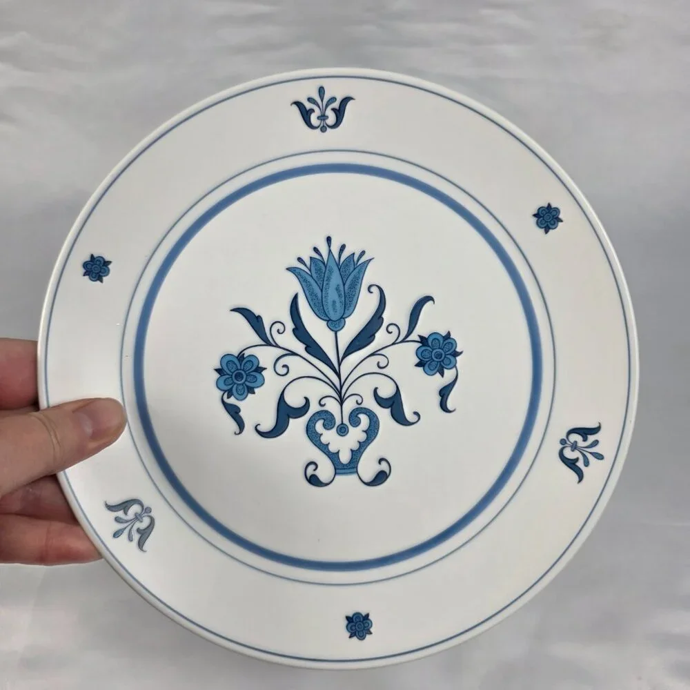 TWO Noritake Blue Haven Salad Plates Blue Flowers & Bands